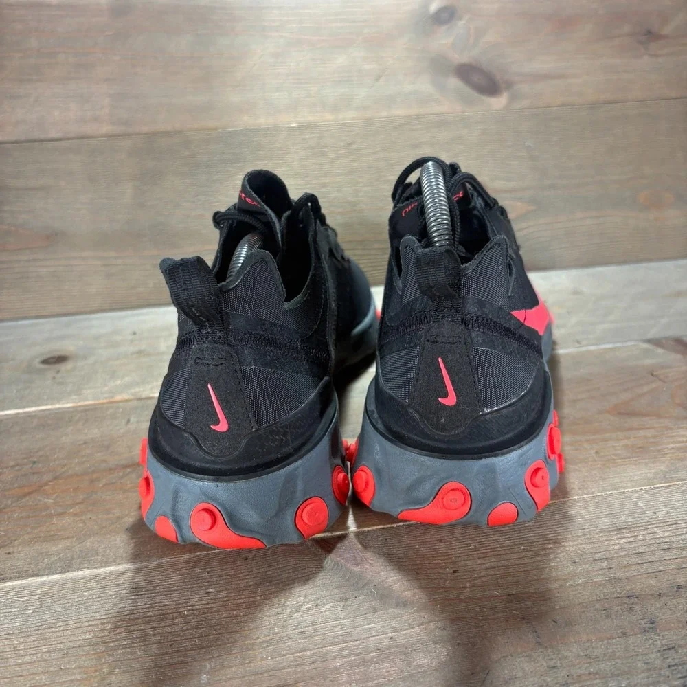 Nike React Element 55 Mens size 8 shoes Black Solar Red Running Sneakers
